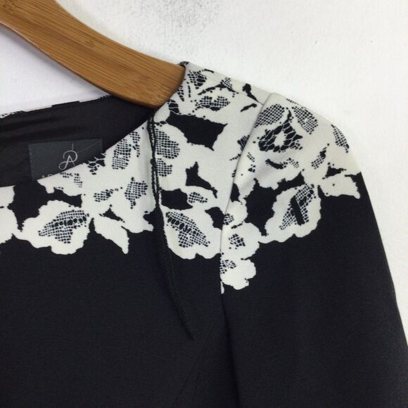 Adrianna Papell Womens Fitted Placed Printed Lace Dress Black White Size 6 NWT - Picture 4 of 16